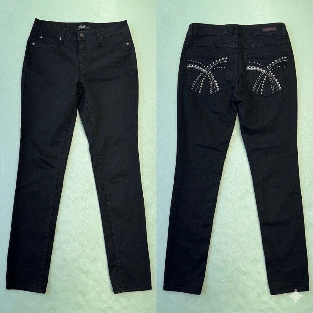 EARL Jeans Women’s Size 6 Black Jegging Rhinestones Denim Waist 30 High Rise